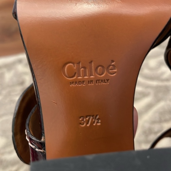 Chloe Candice croc-embossed leather heeled sandals size 37 1/2 - Picture 8 of 8